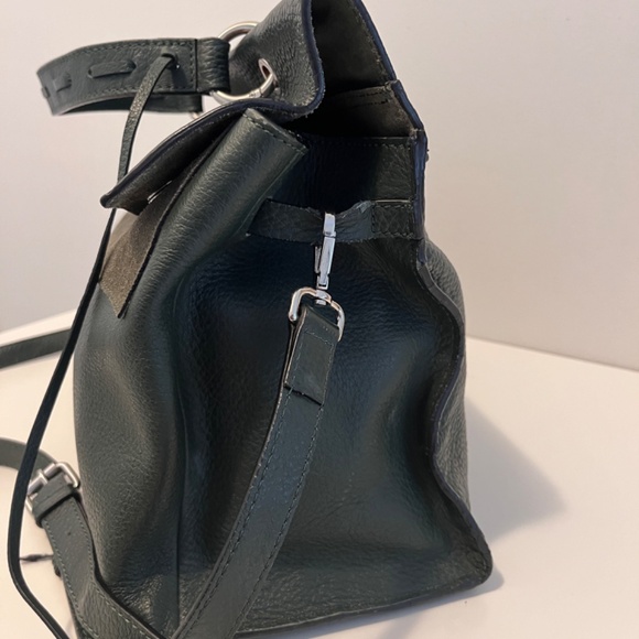 Cromia Leather 🇮🇹 Purse Magnetic Closure Olive Green Satchel Bag Made In Italy - Picture 7 of 16